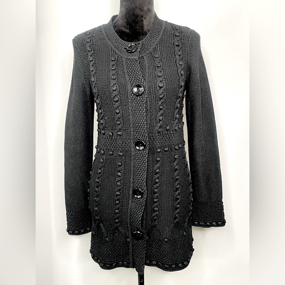 Cashmere/Cotton Cable-knit Black Sweater (S)